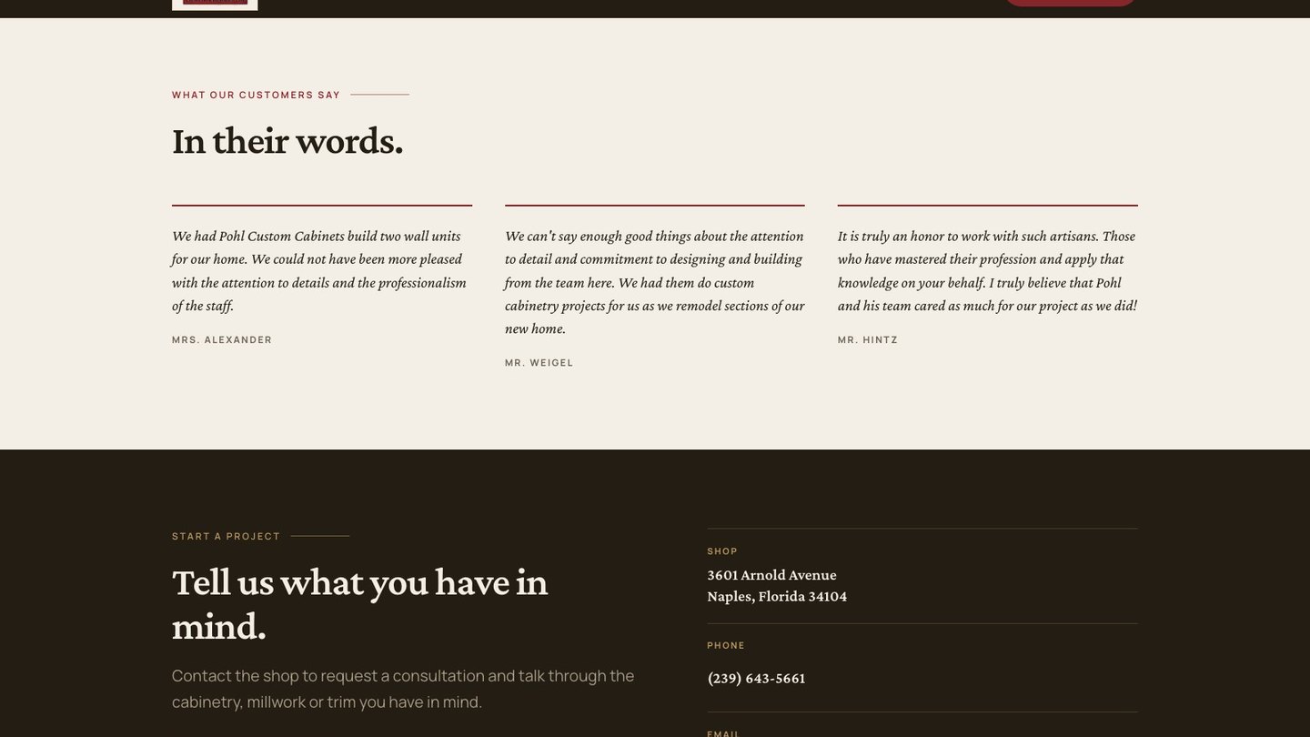 The customer reviews section of the new homepage