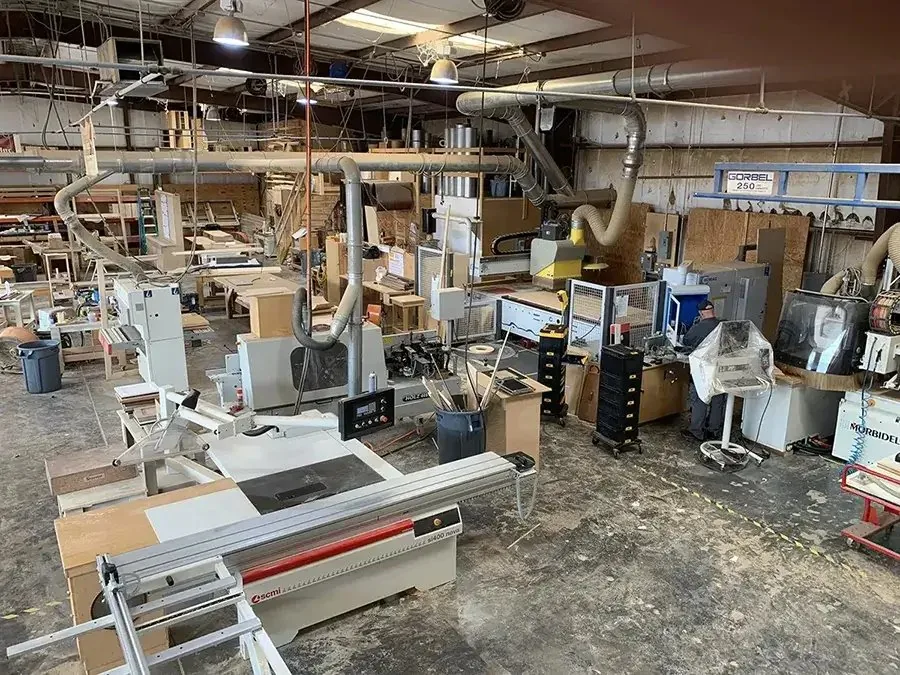 The Pohl Custom Cabinets shop floor in Naples, Florida