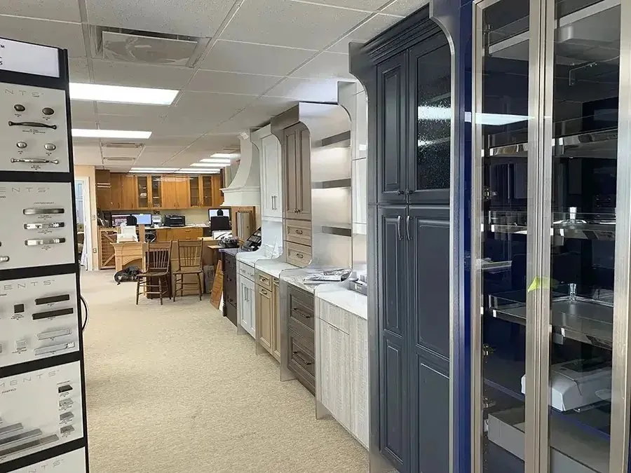 Cabinet door and finish samples in the Pohl showroom